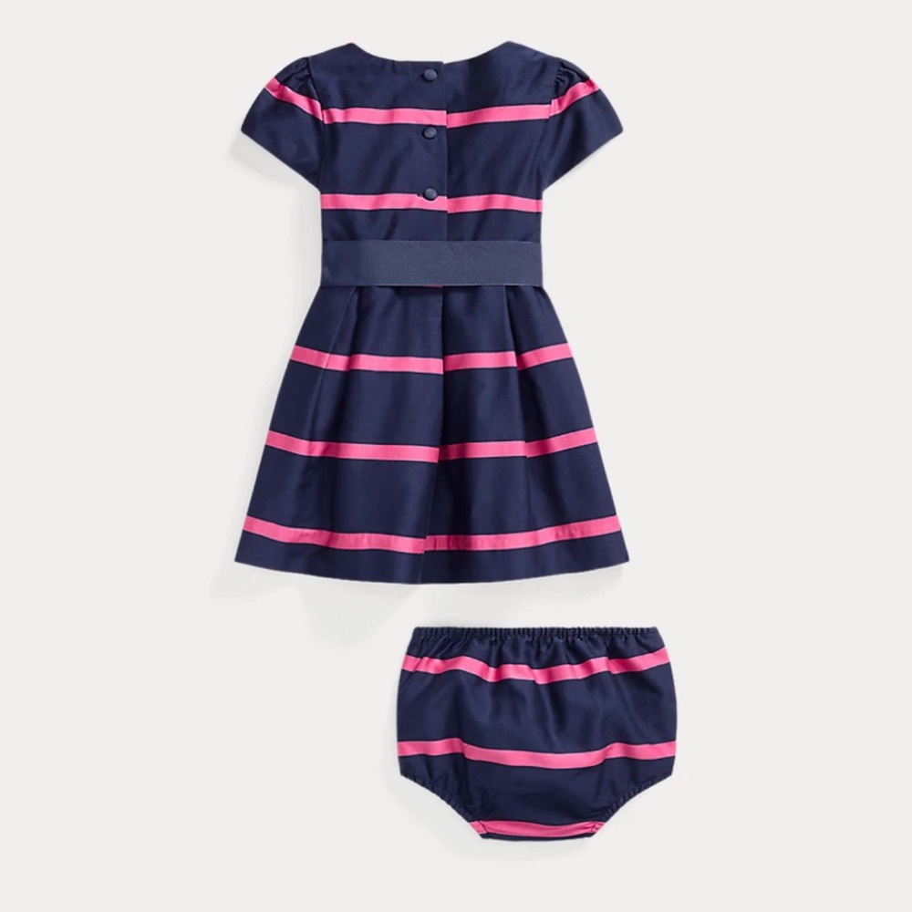 🔥NEW🔥 Ralph Lauren Striped Sateen dress with  bloomers